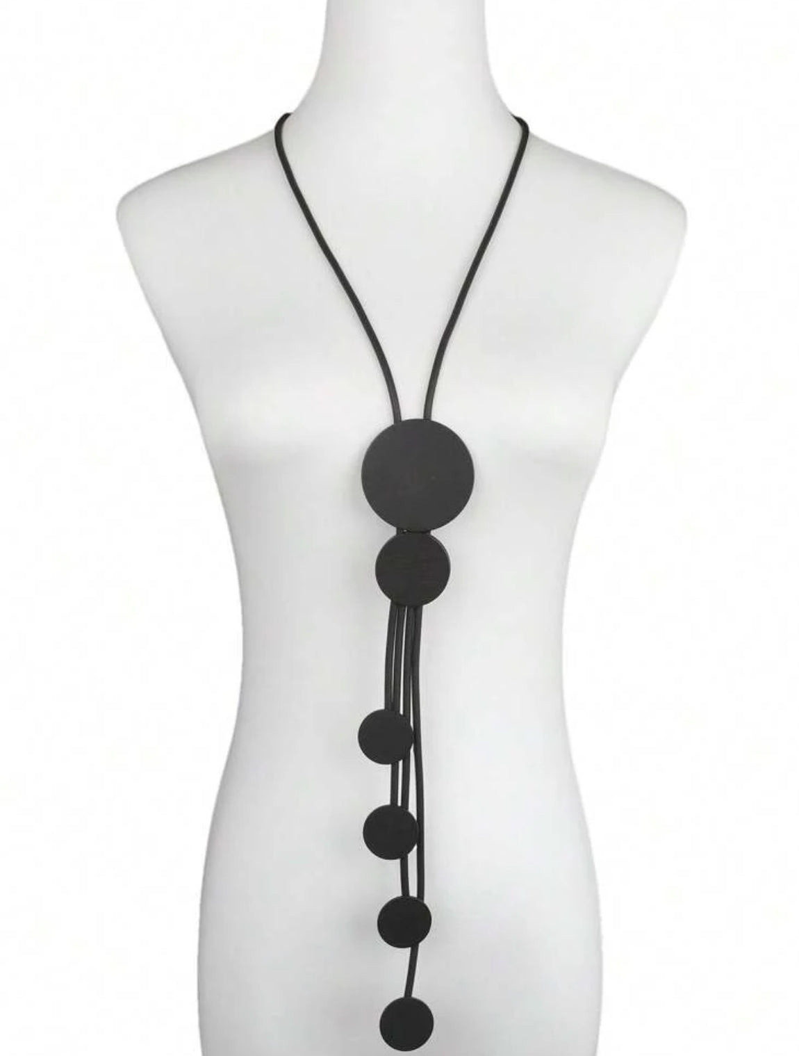 Women Tasseled Black Rubber Necklace