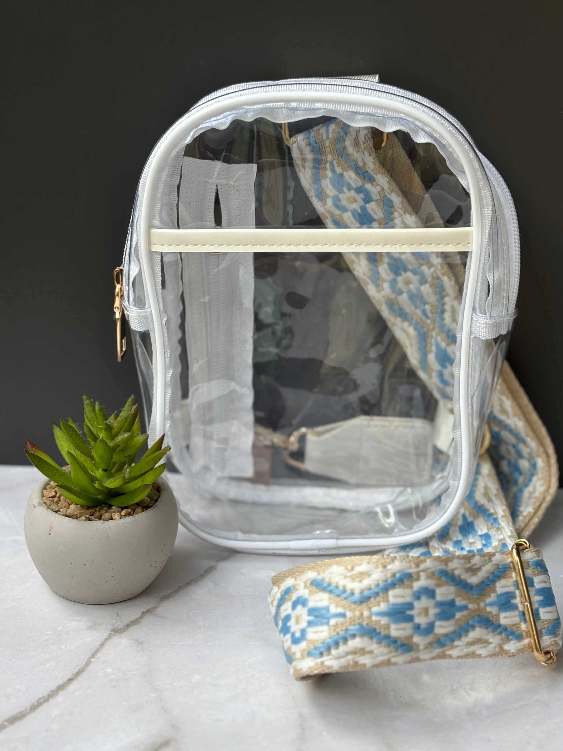 Clear Sling Bag with Guitar Strap, concert and stadium approved