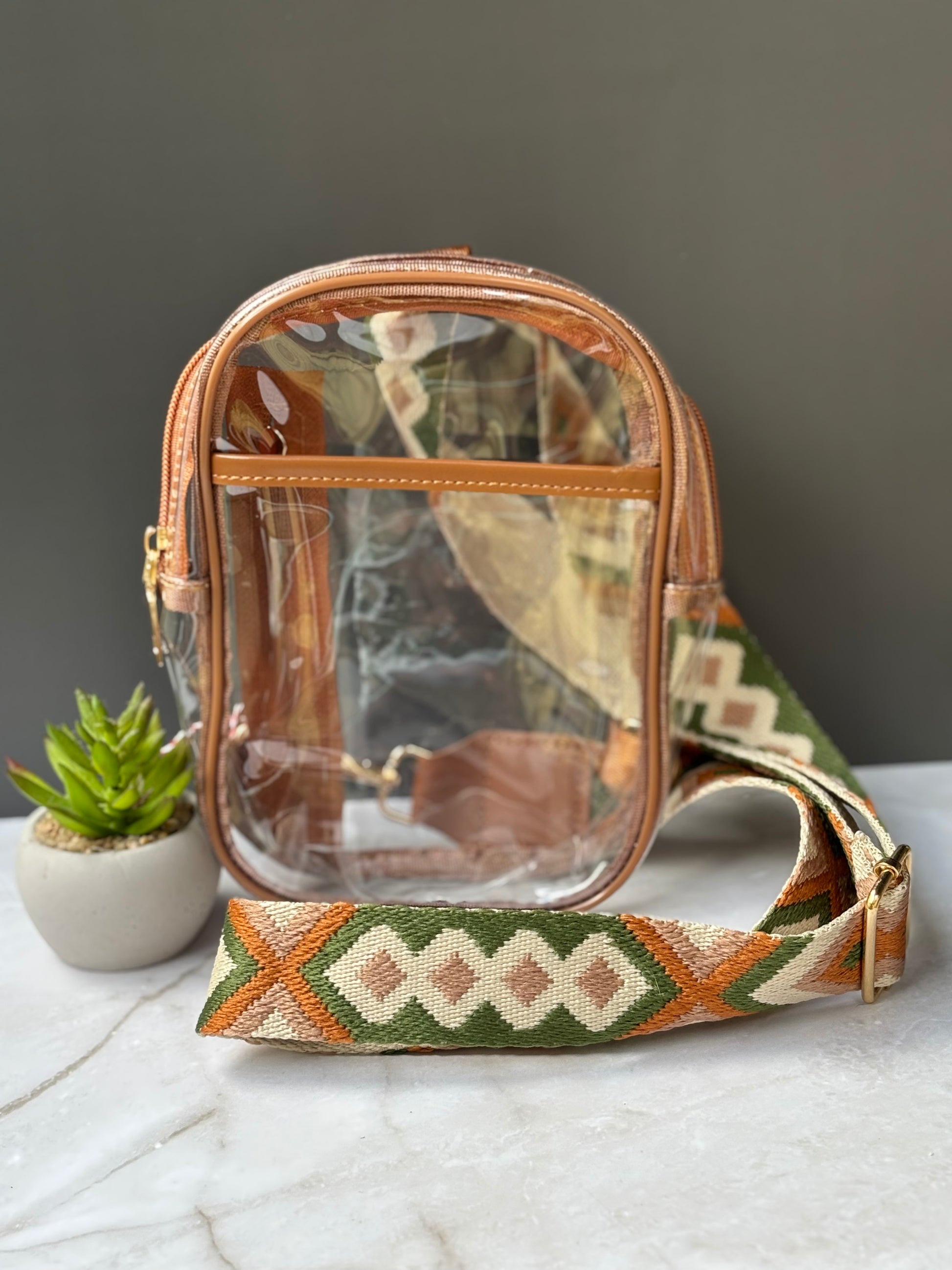 Clear Sling Bag with Guitar Strap, concert and stadium approved