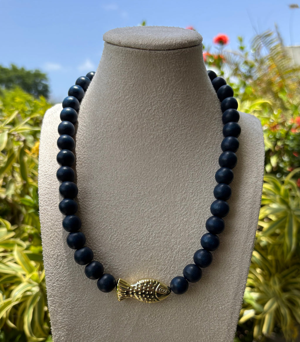 Wooden Beads Fish Necklace