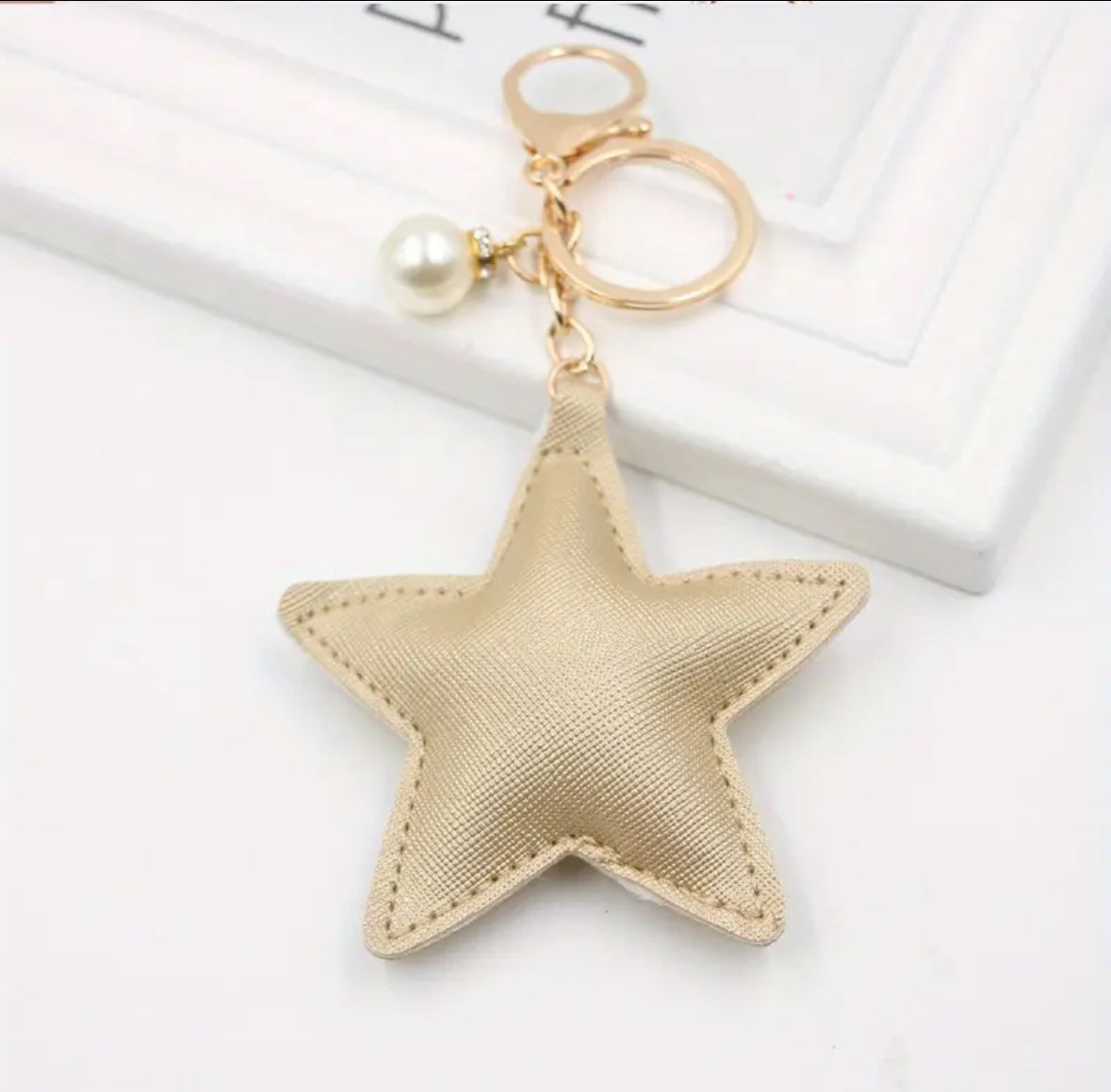 Faux Leather Star Keychain or Bag Charm