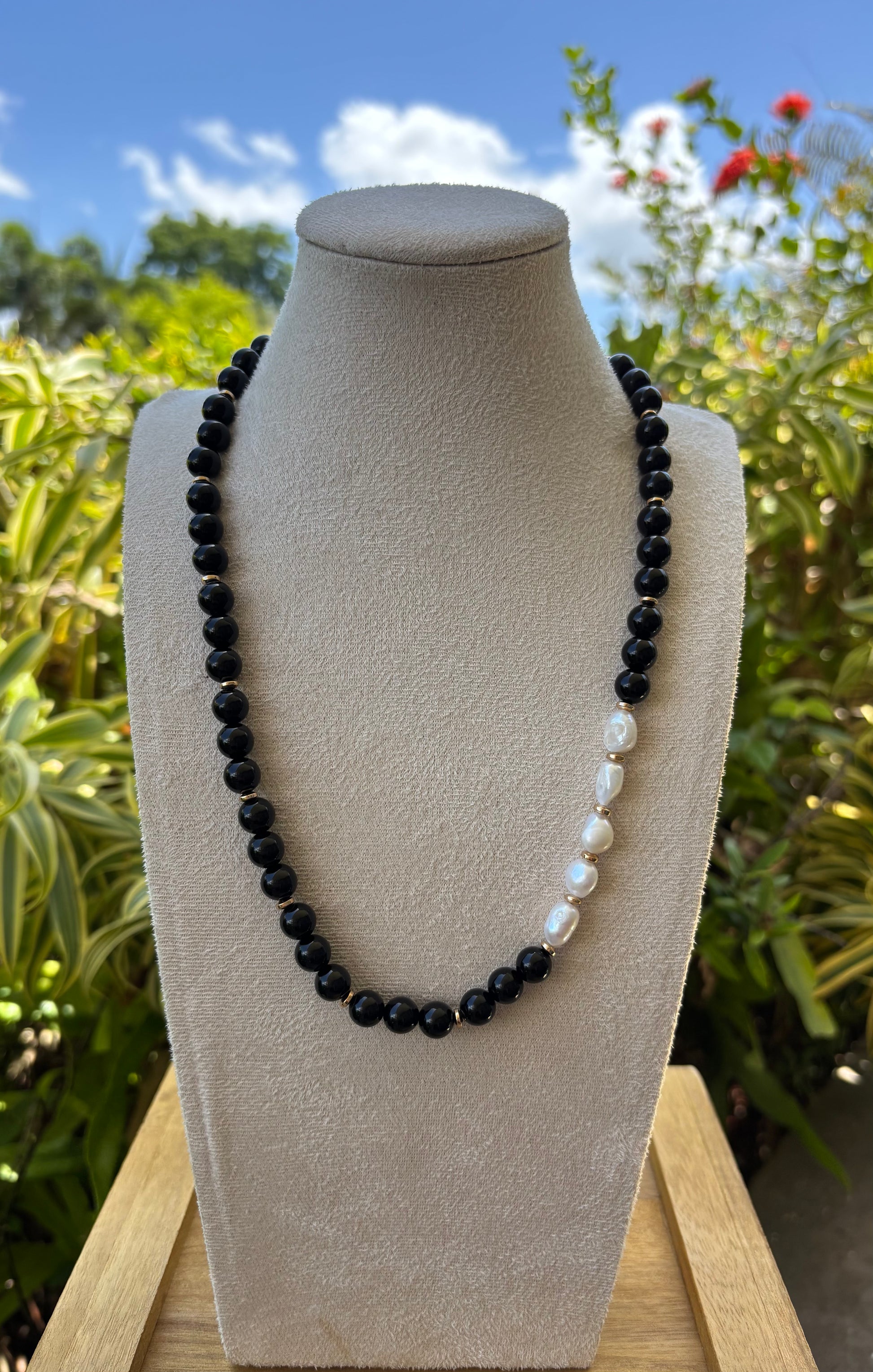 Onyx and Pearl Necklace