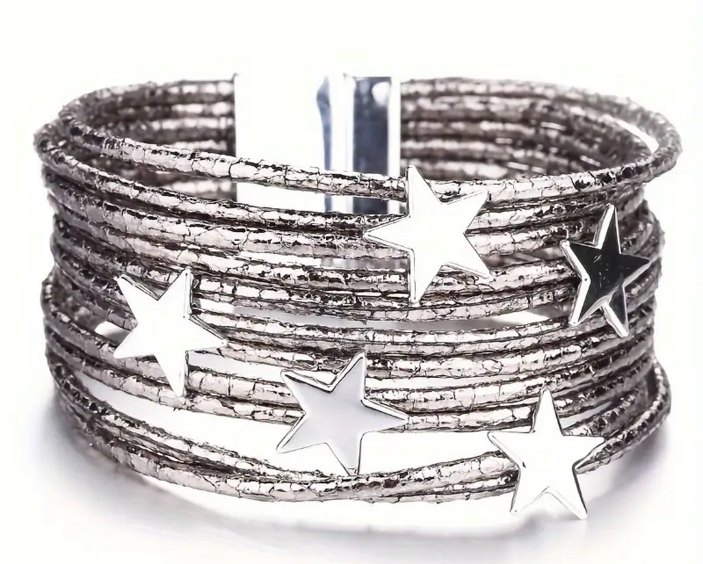 Bohemian Metal Stars Charm PU Leather Bracelets