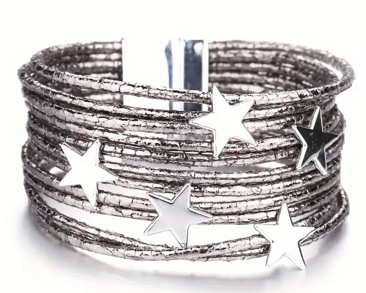 Bohemian Metal Stars Charm PU Leather Bracelets