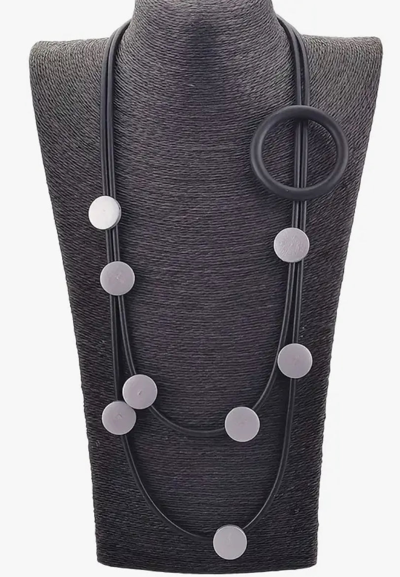 Double-Layer Rubber Wooden Beaded Necklace