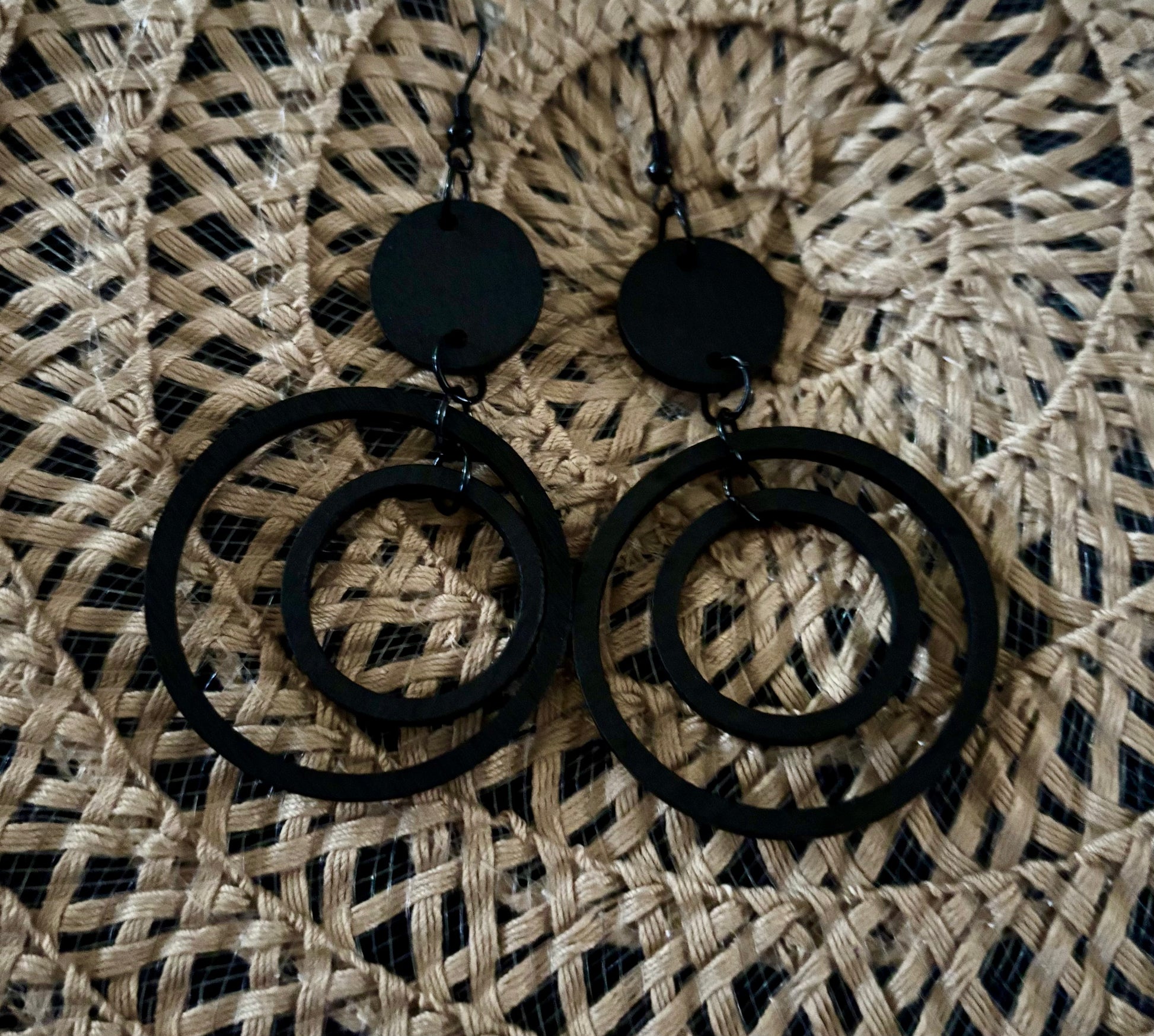 Drop and Dangle Wooden Black Earrings