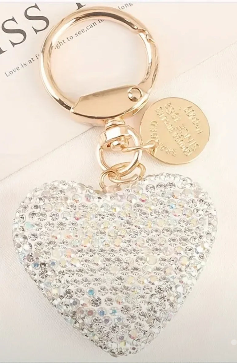 Rhinestone Heart-Shaped Keychain