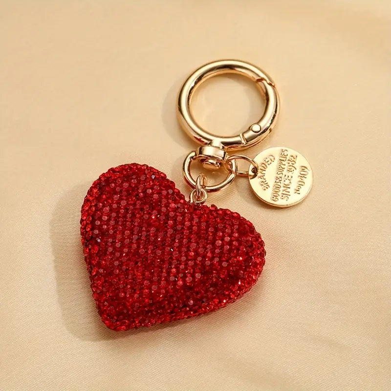 Rhinestone Heart-Shaped Keychain