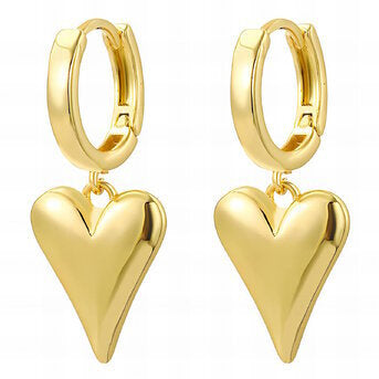 Hearts Earrings, 18K Gold Plated Steel