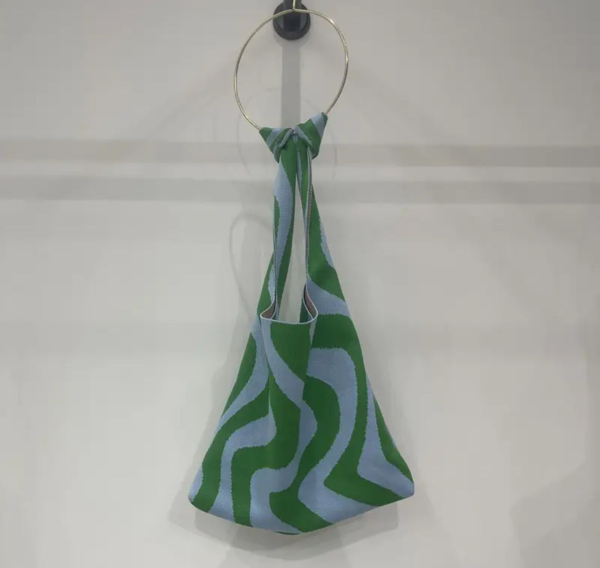 Geometric Wave Knit Handbag