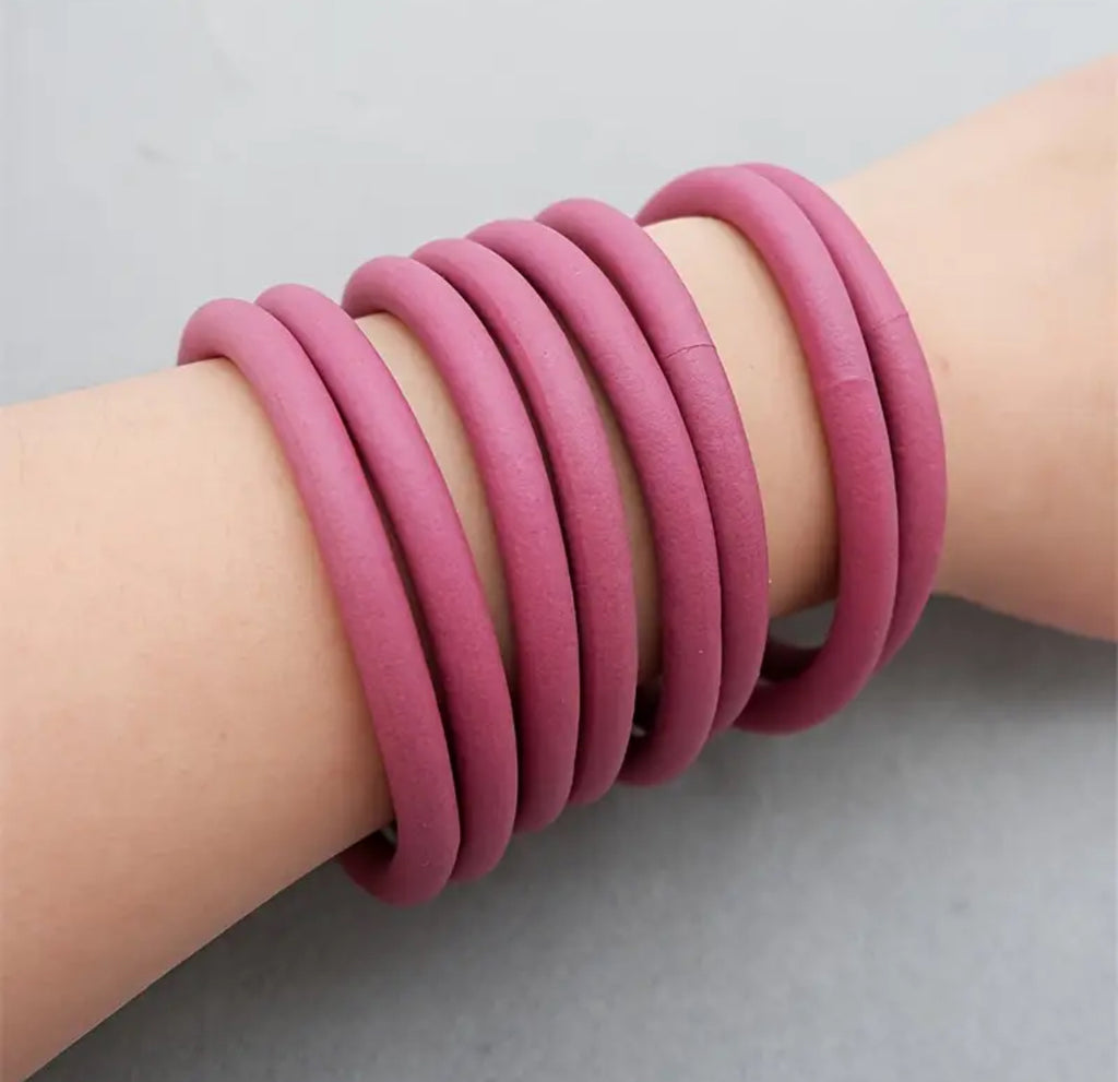 1set/8pcs Statement Rubber Bracelets
