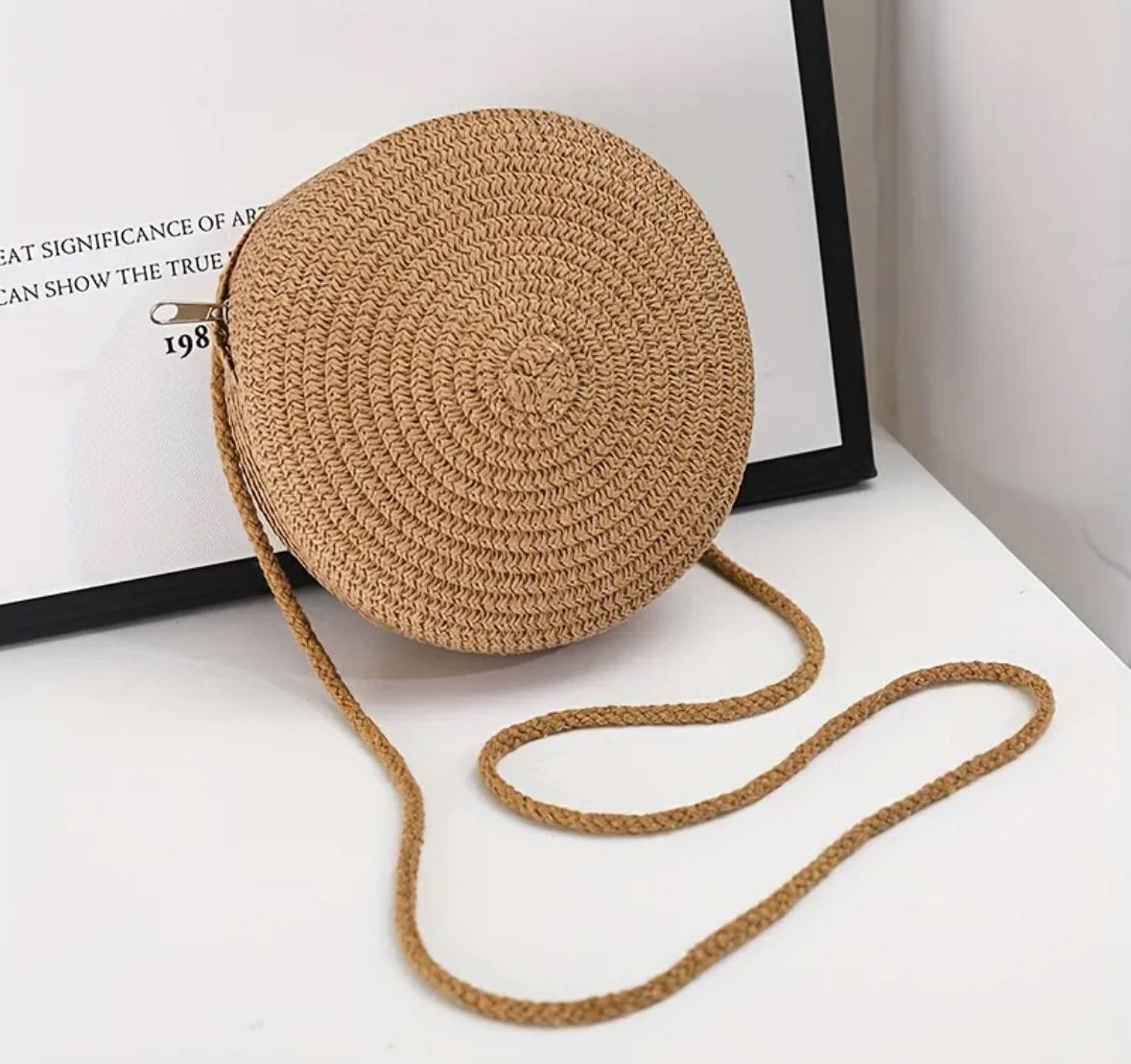 Minimalist Round Straw Bag
